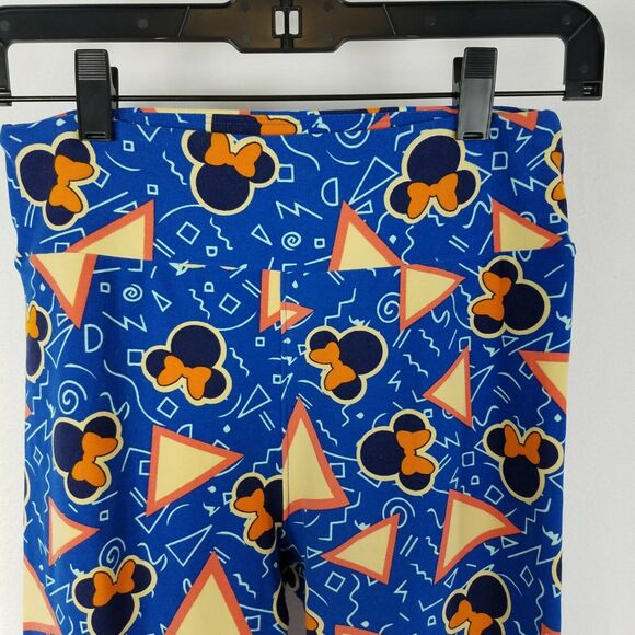 Lularoe One Size Leggings Minnie Mouse Disney Triangles 90s Abstract Blue - Picture 2 of 7